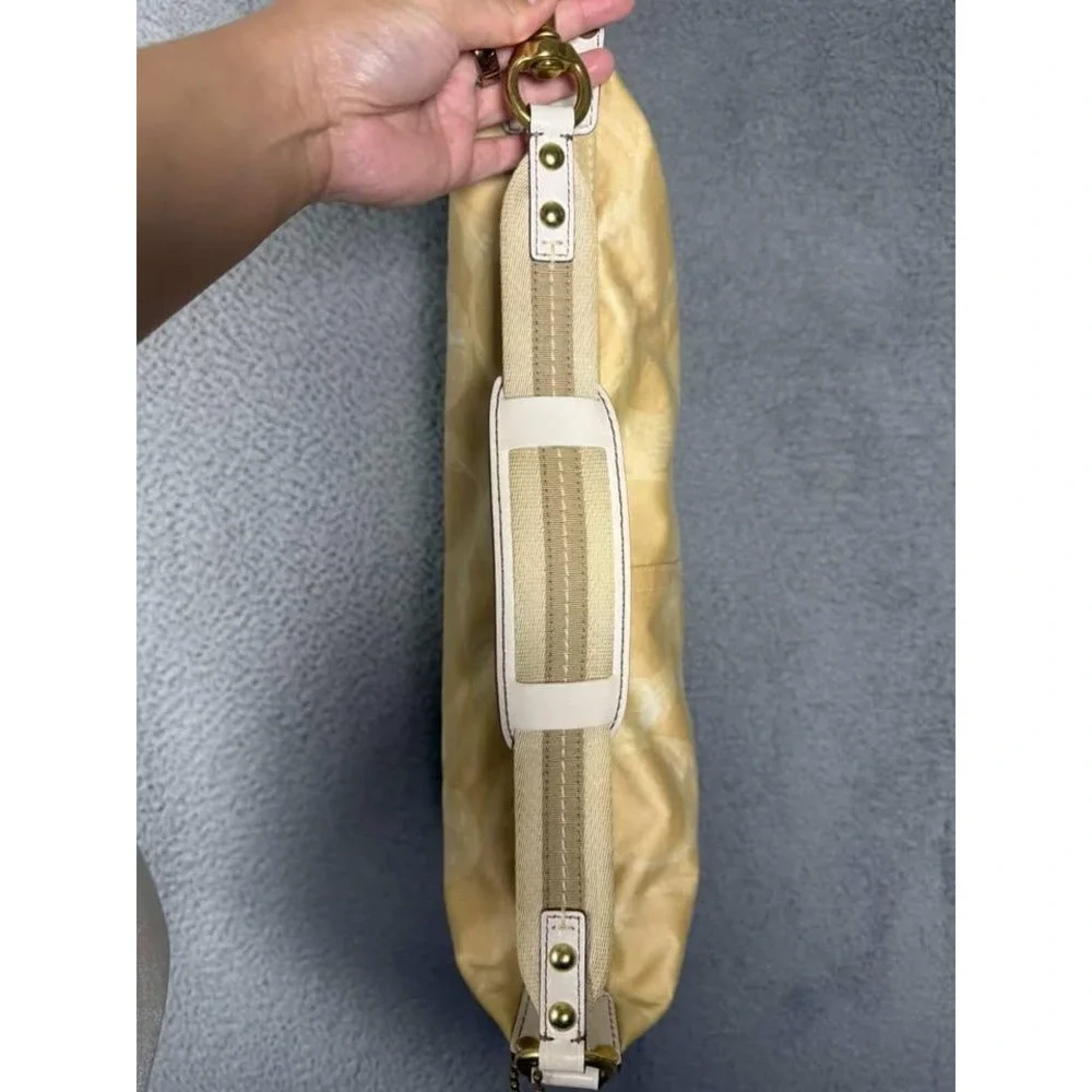 Coach Ergo Signature Hobo Bag‎ Tan Cream Jacquard Brass Hardware M05J-133